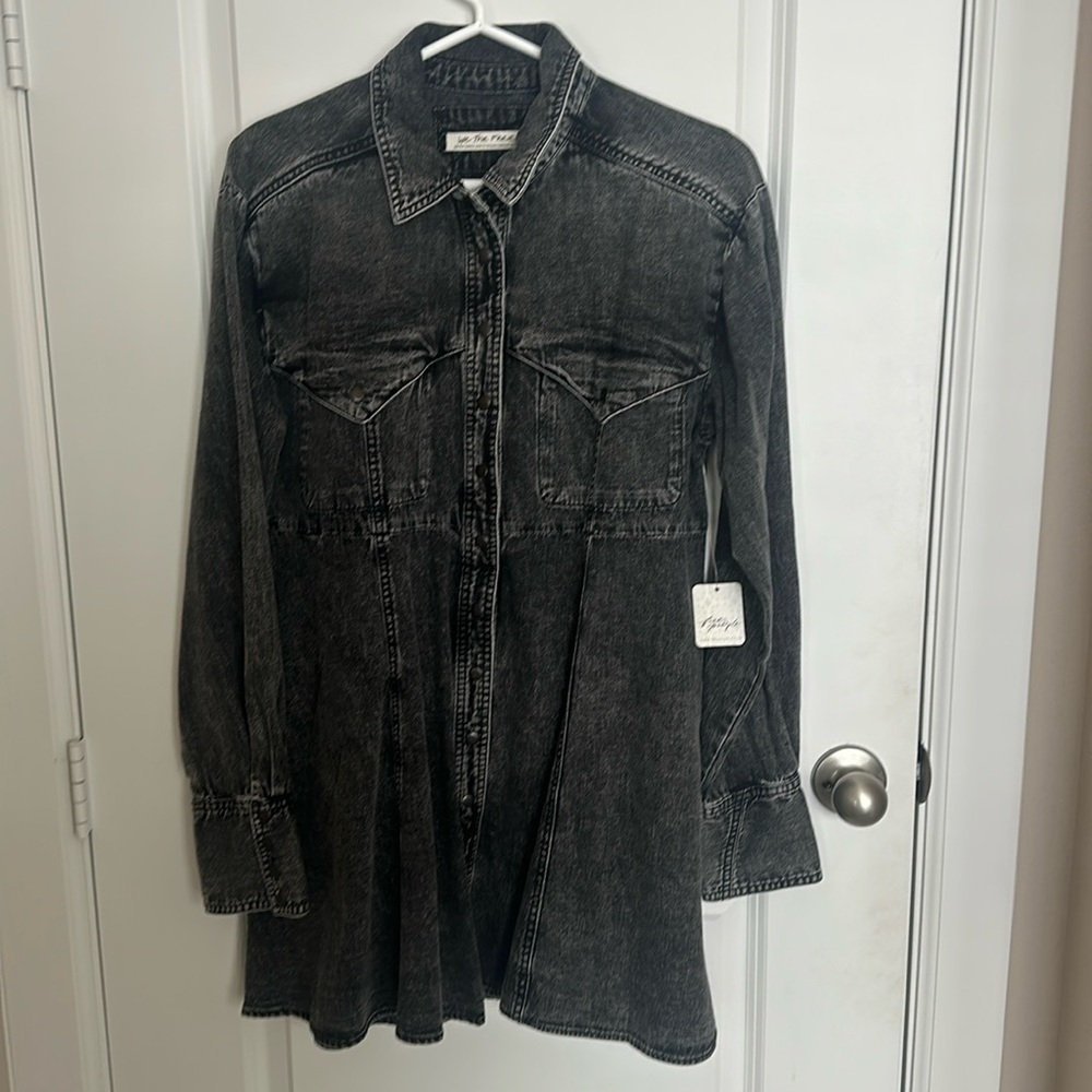Free People Black Denim Dress